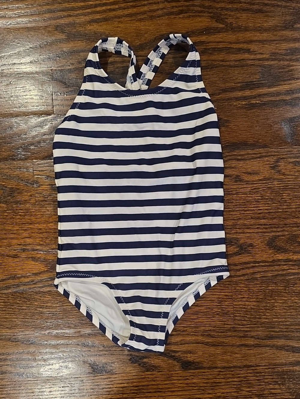 Primary Navy & White Striped One-Piece Swimsuit